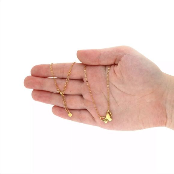 14K Yellow Rose White Gold Solid Silver Butterfly - Picture 2 of 4